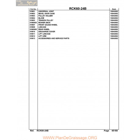 Kutota Rck60 24b List Manual