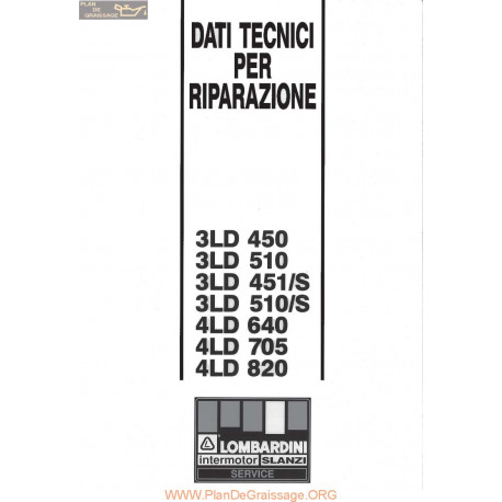 Lombardini 450 510 451 510 640 705 820 Dati Technici Riparazionz