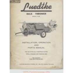 Luedtke Bale Thrower Model F 660 Operators Manual