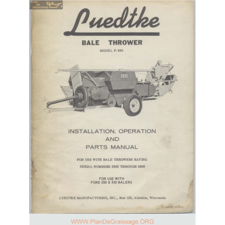 Luedtke Bale Thrower Model F 660 Operators Manual