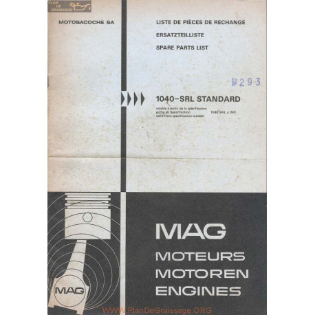 Mag 1040 Srl Standard Liste Pieces De Rechange