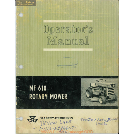 Massey Ferguson F 610 Rotary Mower Operators Manualk 690771m2