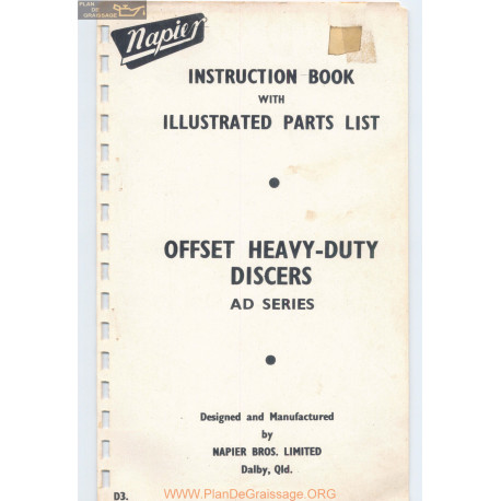 Napier Offset Heavy Duty Discers Parts List