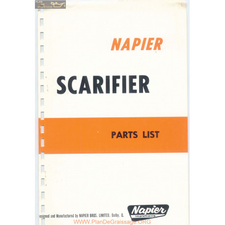 Napier Scarifier Parts List