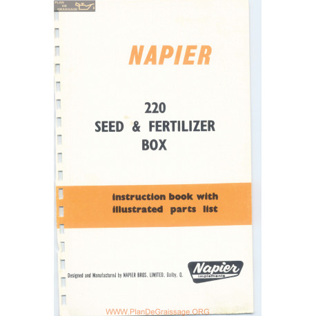 Napier Seed And Fertilizer Box Model 220 Parts List
