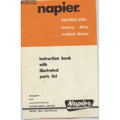 Napier Series 050 Heavy Duty Trailed Discer Instruction Book