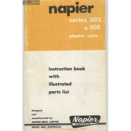 Napier Series 502 And 505 Planter Units Instruction Book December 1975