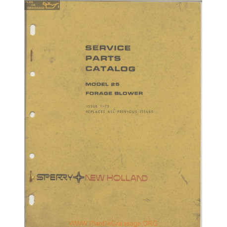 New Holland Nh 25 Forage Blower Service Parts Catalog 1975