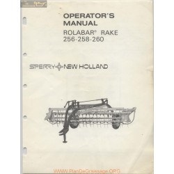 New Holland Nh 256 258 260 Rolabar Rake Operator Manual