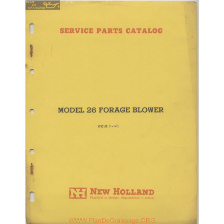 New Holland Nh 26 Forage Blower Service Parts Catalog 1967