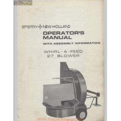 New Holland Nh 27 Operators Manual With Assembly Information Blower