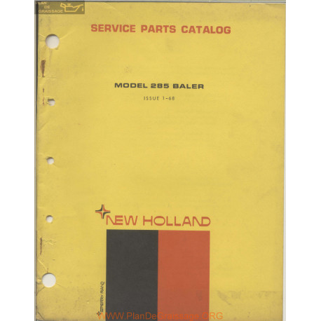 New Holland Nh 285 Baler Service Parts Catalog January 1968