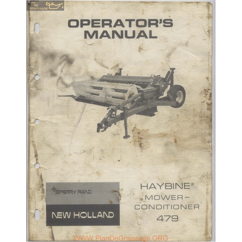 New Holland Nh 479 Haybine Mower Conditioner Operators Manual 41047910 Plan de Graissage