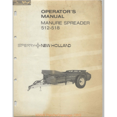 New Holland Nh 512 518 Manure Spreader Operator Manual 1975