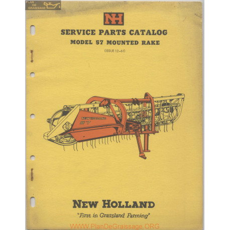 New Holland Nh 57 Mounted Rake Service Parts Catalog 1961