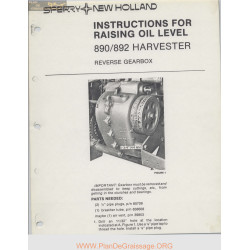 New Holland Nh 890 892 Harvester Instructions For Raising Oil Level