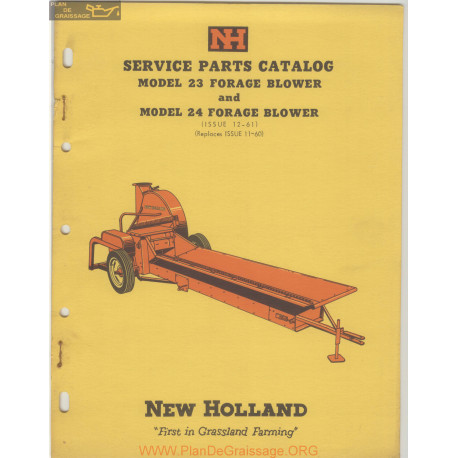 New Holland Nh S 23 24 Forage Blower Service Parts Catalog 1961