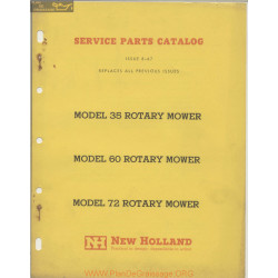 New Holland Nh S 35 60 72 Rotary Mowers Service Parts Catalog August 1967