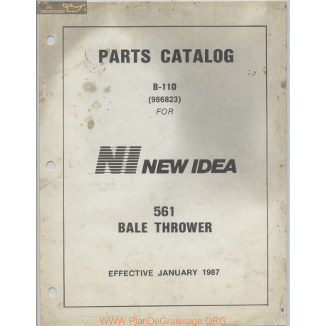 New Idea 561 Bale Thrower Parts Manual
