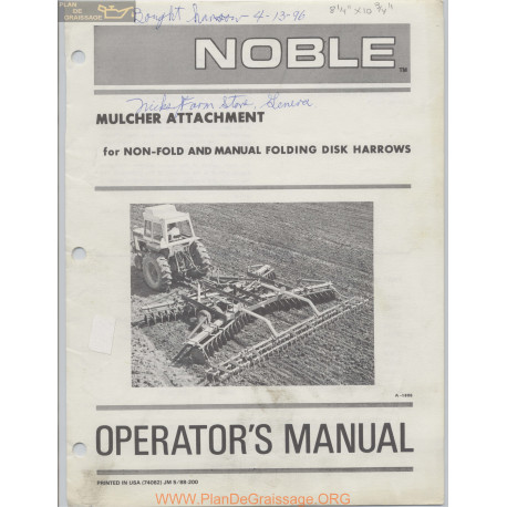 Noble Mulcher Attachment Operators Manual