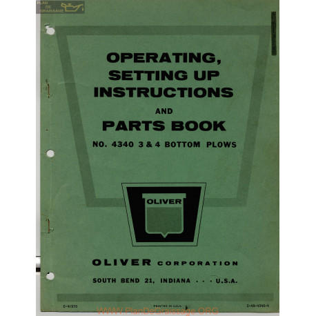 Oliver 4340 3 4 Bottom Plow Operating Setting Instructions