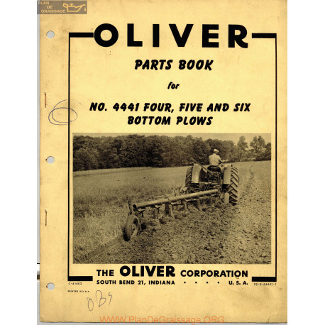 Oliver 4441 Four Five Six Bottom Plows Parts Book