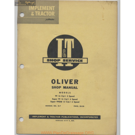Oliver 99 99gm Tractors Shop Service O 7 1956