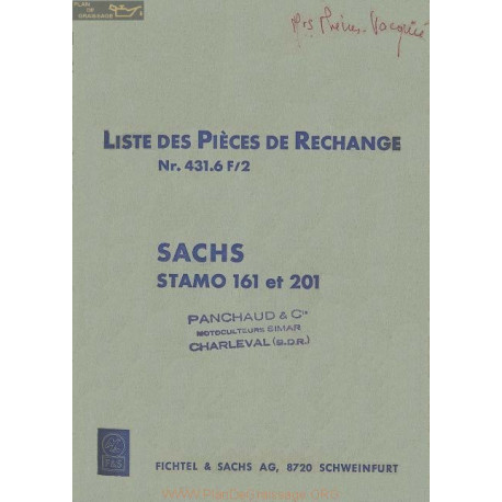 Sachs 161 201 Stamo Liste Pieces Rechange 431 6f2
