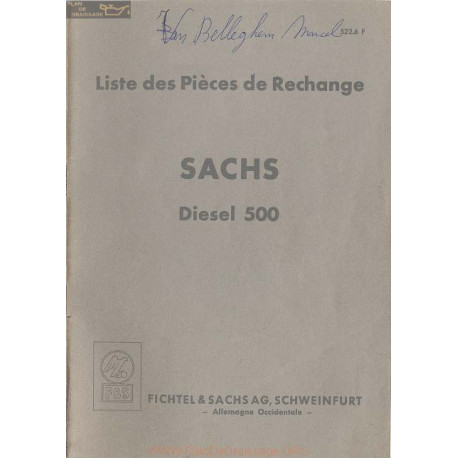 Sachs 500 Diesel Liste Pieces Rechange
