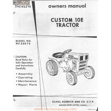 Sears Custom 10e Operator Manual