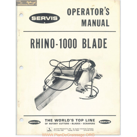 Servis Rhino Rotary Cutter Model 1000 Blade Operators Manual