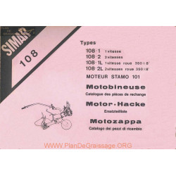 Simar 108 Stamo 101 Motobineuse Catalogue Pieces Rechange