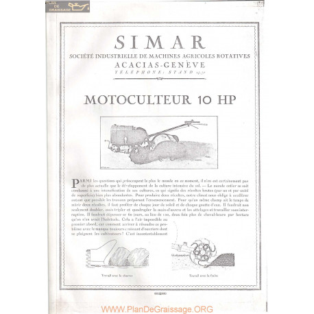 Simar 10hp Motoculteur Fiche Information