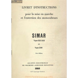 Simar 122 222 230 Motoculteur Livret Instructions