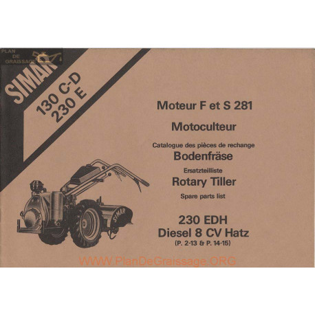 Simar 130 230 C D E Moteur F S 281 Motoculteur Catalogue Pieces Rechange