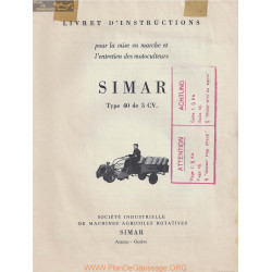 Simar 40 5cv Motoculteur Livret Instructions