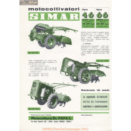 Simar 46 66 Motoculteur 8cv 10cv 12cv Fiche Information