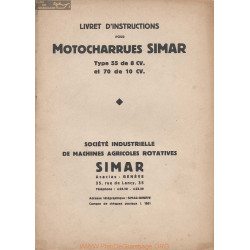 Simar 55 70 8cv 10cv Motocharrues Livret Instruction