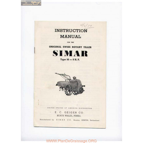 Simar 56 8hp Operating Handbook Manual Instration