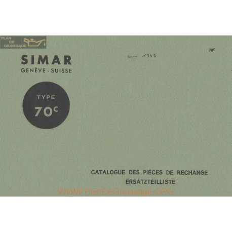 Simar 70c Catalogue Pieces Rechange 1942