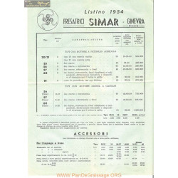 Simar All Model Motoculteur Fiche Information 1954