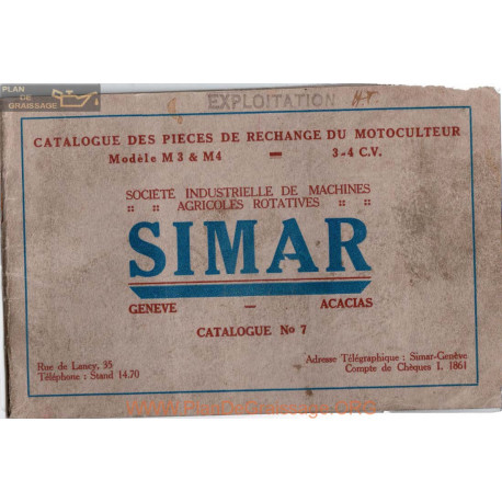 Simar M3 M4 3cv 4cv Catalogue Pieces Rechange