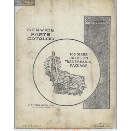 Sperry Rand T66 Series 10 Design Transmission Package Service Parts Catalog