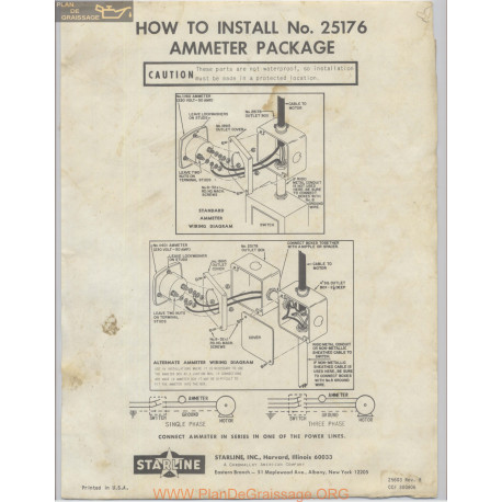 Starline Model 70 Silo Unloader Install Number 25176 Ammeter Package