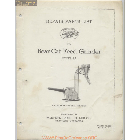 Western Bear Cat Feeder Grinder Model 2a June 1961