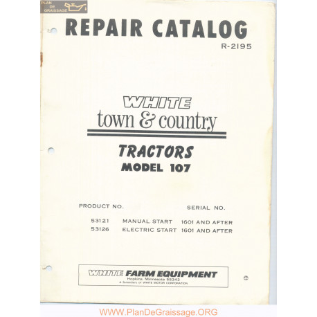 White 107 Tractor Repair Catalog R 2196
