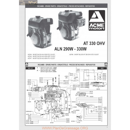 Acme Aln 290 330 At 330 Pieces Rechange