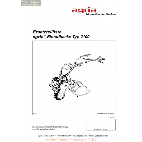 Agria 2100 Eclates Ersatzteilliste