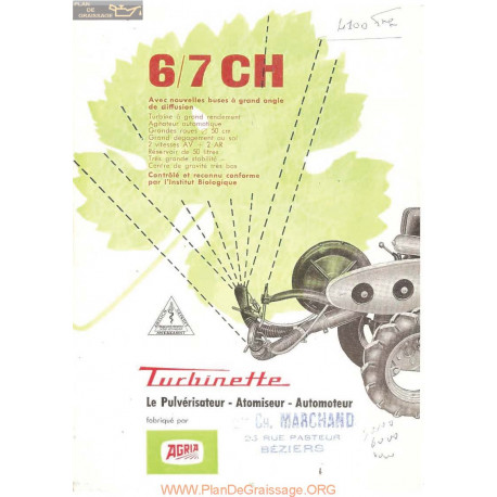 Agria 6ch 7ch Turbinette Pulverisateur Fiche Info