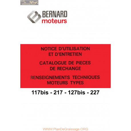 Bernard 117bis 217 127bis 227 Catalogue Pieces Rechange